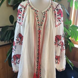 Boho Gypsy Chic Mexican Peasant Blouse Tunic L